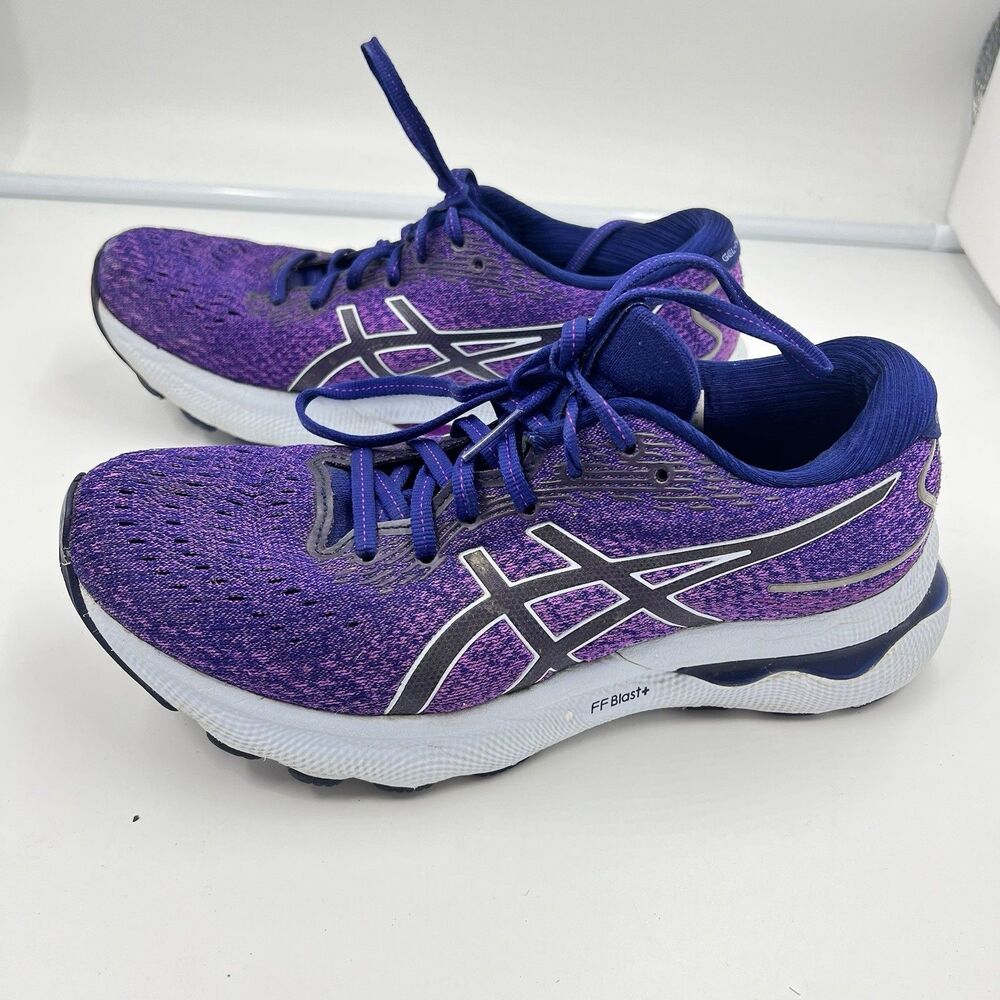 Asics Gel Nimbus 24 Running Shoes Womens Size 7.5 Purple Road Walking FF Blast